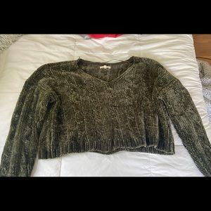 Green velvet sweater